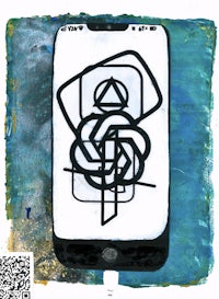 an illustration of a cell phone with a drawing on it